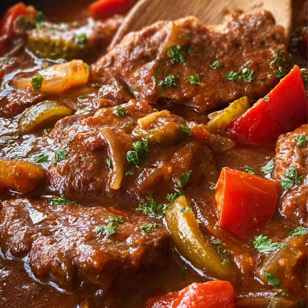 GYPSY-STYLE PORK NECK WITH SAUSAGE, MUSHROOMS &amp; VEGETABLES(KARKÓWKA PO CYGAŃSKU Z KIEŁBASĄ, PIECZARKAMI I WARZYWAMI)